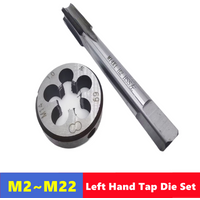 2pcs left hand metric tap die set M2-M22, used for machine tool internal and external thread tapping and thread repair tools