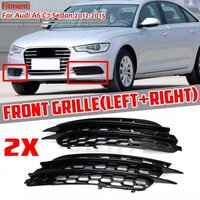 Pair Car Front Fog Light Grille Cover Trim For Audi A6 C7 Sedan Without ACC 2012 2013 2014 2015 RS6 Style Fog Lamp Grill