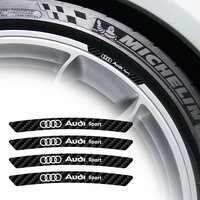 4PC Carbon Fiber Car Wheel Rim Hub Sticker Auto Decoration Accessory For Audi SLine Q3 Q5 Q7 RS3 RS4 RS5 A3 A4 B5 B7 B9 A5 A6