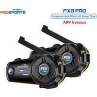 2 Stück Fodsports FX8 Pro Motorrad-Intercom Bluetooth-Helm-Headset, 10-Fahrer-Gegensprechanlage, APP-Unterstützung