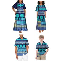Summer Family Set Clothes Tonga Fiji Pattern Family Suit Polynesian Traditional Tribal Print Prom Family Matching Clothes