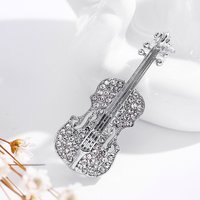 Elegant Rhinestone Violin Brooches For Women Charms Punk Personality Guitar Brooch Men Suit Lapel Pin Crystal Party Jewelry Gift