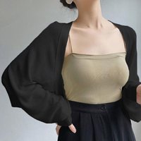 Simple Summer Thin Knit Shawl Solid Color Long Sleeve Ice Silk Shawl Casual Wraps Sunscreen Coat Clothes