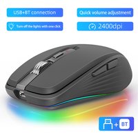 Dual-mode Wireless Mouse USB2.4G+BT5.1 Type-C Rechargeable Gaming Mouse Ergonomic Design 2400 DPI with RGB Light Mice