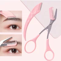 2Pcs Eyebrow Grooming Tool Set, Curved Eyebrow Razor Trimming Scissors Easy Beauty Tools for Beginner