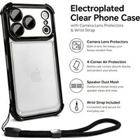 Fashion Transparent Four Corners Shockproof Phone Case for IPhone 17Air 17 13 12 11 Pro Max 16 15 14 Plus with Wrist Strap Cover