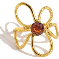 WILD & FREE 18K Gold Plated Stainless Steel Irregular Rings for Women Chic Exquisite Luxury Vintage Crystal Trendy Jewelry