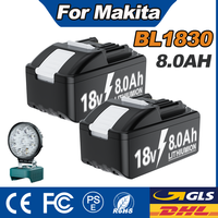 Ersatzakku für Makita BL1830, 18 V, 8000 mAh, kompatibel mit BL1860, BL1850, BL1840B, wiederaufladbarer Akku mit Arbeitsleuchte.