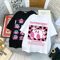 Kirbys Adult T Shirt Anime Cartoon Print Short Sleeve Man Women Cotton Breathable Tops Kawaii Tees Casual T Shirt Summer Clothes