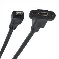 Micro USB Male to Type-C Female Extension Cable 0.3m/0.5m Pitch 17.5mm Panel Mount Hole with Screws High-Speed Data Sync Cable