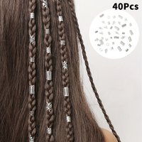 40PCS/Set Vintage Gold Silver Hollow Hair Rings Iron Hair Cuff Hair Pins Loop Decor Hair Accessories Lock Hair Jewelry For Braid
