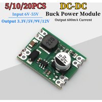 DC-DC Buck Power Module 6V-55V Input to 3.3V 5V 9V 12V Output 600mA Current
