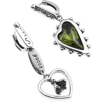 Vintage Silver Color Creative Crystal Heart Pendant Earrings Women\'s Girls Fashion Temperament Party Prom Jewelry