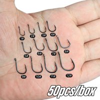 50pcs Ise Ni Bent Mouth Fishhook with Hole Single Hook Sea Fishing Tube Attached Hook with Ring for Lure Blackfish Catching