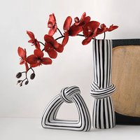 Black and White Striped Knot Ceramic Vase Desktop Art Ornament Creative Flower Arrangement Vase Living Room Aesthetic Decoration