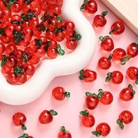 10pcs Acrylic Red Simulated 3D Apple Charms Pendant For Diy Making Necklace Pendant Jewelry Accessories