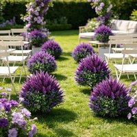 2/4 Pieces Purple Artificial Outdoor Lavender + Wheat Spike Combination with Ground Stakes - Uv-Resistant Artificial Plants, Suitable for Indoor/Outdoor Use, Garden, Front Door Decoration, Wedding,