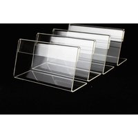 Clear Price Tag Clip Sign Card Holder Stands 10Pcs L Shape Mini Label Desktop Stand Racks Acrylic Card Display Holder 4X2 7X4Cm