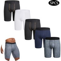 5pcs Long Men's Panties Underwear For Man Boxers Shorts New Sport Mens Underpants Highly Elastic Male Breathable Shorts Calecon
