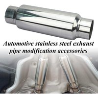 Universal Car Exhaust Tip Muffler Stainless Steel Polished Silver Tail Pipe Finisher Sound Enhancement Styling Accessories Parts