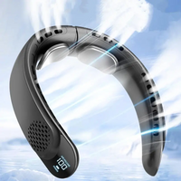 2026 New Upgrade New Quad-Core USB Neck Fan Turbine Vaneless Design Easy Control 4000mAh Digital Display For Outdoor Portable