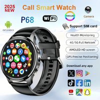 5G Android Smartwatch P68 With Rotary Camera GPS WIFI SIM Card 1.508 inch Amoled Screen 256GB Storage Waterproof Smart Watch Men