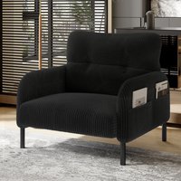Velvet Fabric Sofa Chair Comfortable Seat Depth Armrests with Side Pockets on Both Sides Solid Structure Home Furniture for Living Room Bedroom Study Room Indoor Single Seat Lounge Chair Household