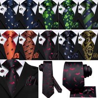 Hi-Tie Animal Fun tie 8.5cm Men's Handkerchief Cufflinks Set Designer Festival Wedding Party Accessories Gift for Men