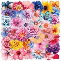 63/126PCS Transparent PET Flower Personalized Graffiti Stickers for Luggage, Water Cups, Scooter Stickers