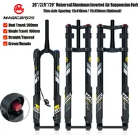 MAGICBROS Uniwersalny aluminiowy amortyzator pneumatyczny typu upside-down z osią przelotową 15x110mm/15x150mm, skoku 160mm/200mm, do kół 26"/27.5"/29"