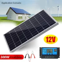 Portable 12V 300W Poly Solar Panel Kit, USB Charging Solar Power Station, Rechargeable Solar Cell for Outdoor & Home Application