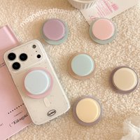Korean Macaron Color Blocking Foldable Round Case Holder For Magnetic Phone Griptok Grip Tok Stand For iPhone Samsung Bracket
