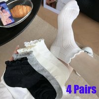 4 Pairs Women Mesh Socks Summer Ultra Thin Cotton Mid Tube Socks Seamless Maternity Breathable White Casual Ankle Socks