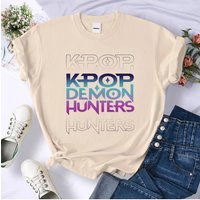 Kpop Huntrix Pin New Gifts Women T-Shirt Kpop Demon Hunters T-shirt Gift for Woman Manga Shirt