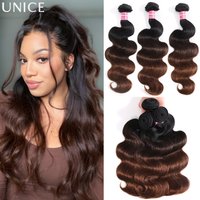 UNice Chestnut Brown Ombre Body Wave Bundles 1 3PCS/lot 100% Human Hair Bundles Quick Weaves Sew In Bundles Hair Extensions