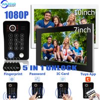 ANJIELO System dzwonka wideo 5w1 z odciskiem palca, odblokowaniem przez Wi-Fi, wideodomofonem do domu, telefonem do drzwi, inteligentny system Tuya, monitor 1080P, ochrona bezpieczeństwa