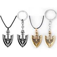 Anime Jojos Bizarre Adventure Necklace Kujo Jotaro Arrow Metal Pendant Chain Pendant Necklace Keychain For Men Women Gifts