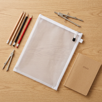 Transparent Mesh Zipper Bag Multi Purpose Storage Pouch for Stationery Toys Documents Cosmetics School Office Desk Organizer