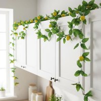 230cm Artificial Lemon Vine Garland With Rose Leaves Fake Lemon Garland Hanging Lemon For Wedding Dining Table Decoration