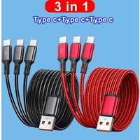 USB to 3 ×Type-C Fast Charging Cable 100W 6A 3 in 1 Multi-port PD Type C Charge Cable For Samsung Galacy S24 Xiaomi Redmi Huawei