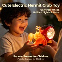 Cute Electric Hermit Crab Toy with Universal Wheel, Brilliant Lights & Music, Popular Present for Children