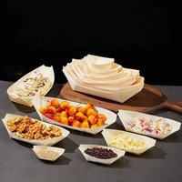 50PCS Multi-size Disposable Wooden Boat-shaped Plate Boat-shape Tray Japanese Dish Sushi Plate Food Serving Wood Serving Boats