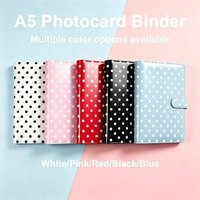 6 Ring A5 Polka-Dot Binder Card Collector Album with 100 Card Slots PU Leather Binder Cover for Organizing Trading Card