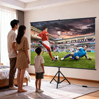 XIAOHUI Projector screen with single bracket-4K HD 16:9 indoor used for Theater/Office Backyard Party Theater Screen