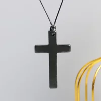 Natural Shungite Cross Gemstone Necklaces EMF Protection Reiki Crystal Stone Pendant Heal Energy Black Spiritual Quartzs Jewelry