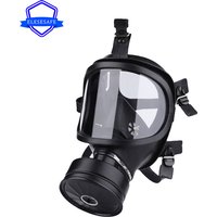 Black MF14 Full Face Gas Mask Military Chemical Respirator Natural Rubber For Painting Spraying Welding Work Safety Protection