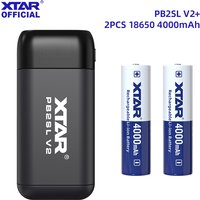 XTAR PB2SL V2 Battery Combo Set with optional 2PCS 3.6V 18650 4000mAh or 2PCS 3.6V 21700 5000mAh Li-ion Batteries Power Bank