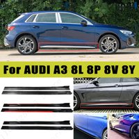For AUDI A3 8L 8P 8V 8Y Racing Sport Side Skirts 2.0/2.2M 86.6" ABS Splitters Extended Lip Body Kit Bumper Modified Parts 8Pcs