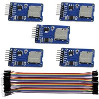 5PCS MicroSD Card Adapter Module - Micro TF Card Reader with SPI Interface & 40P Dupont Wires for Arduino/Breadboard
