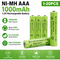 Rechargeable AAA Batteries 1.2V 1000mAh Ni-MH Pre-Charged, Long Lasting for RC Car, Solar Light, Remote, Mouse, Electronic Toys